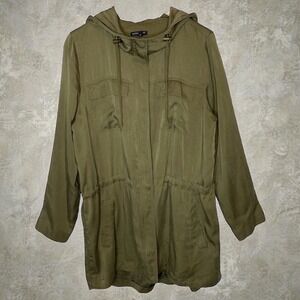 Eileen Fisher Tencel Anorak Utility Jacket Olive Green size‎ Large